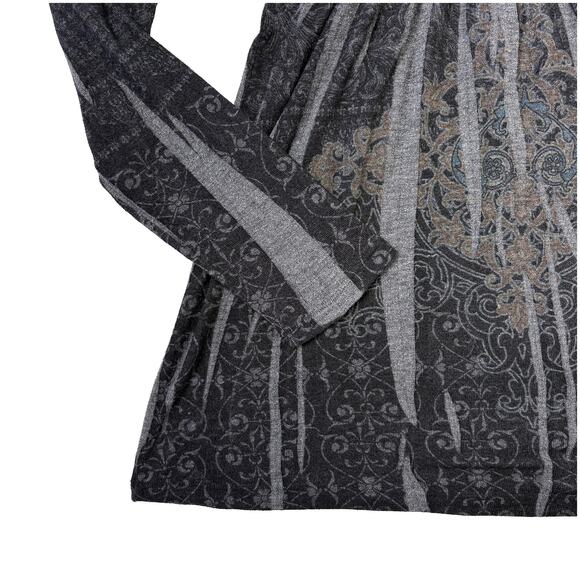 Vintage Y2K Hooded Graphic Tunic Top Whimsigoth Goth Fairy Grunge Emo Black L - Picture 2 of 7